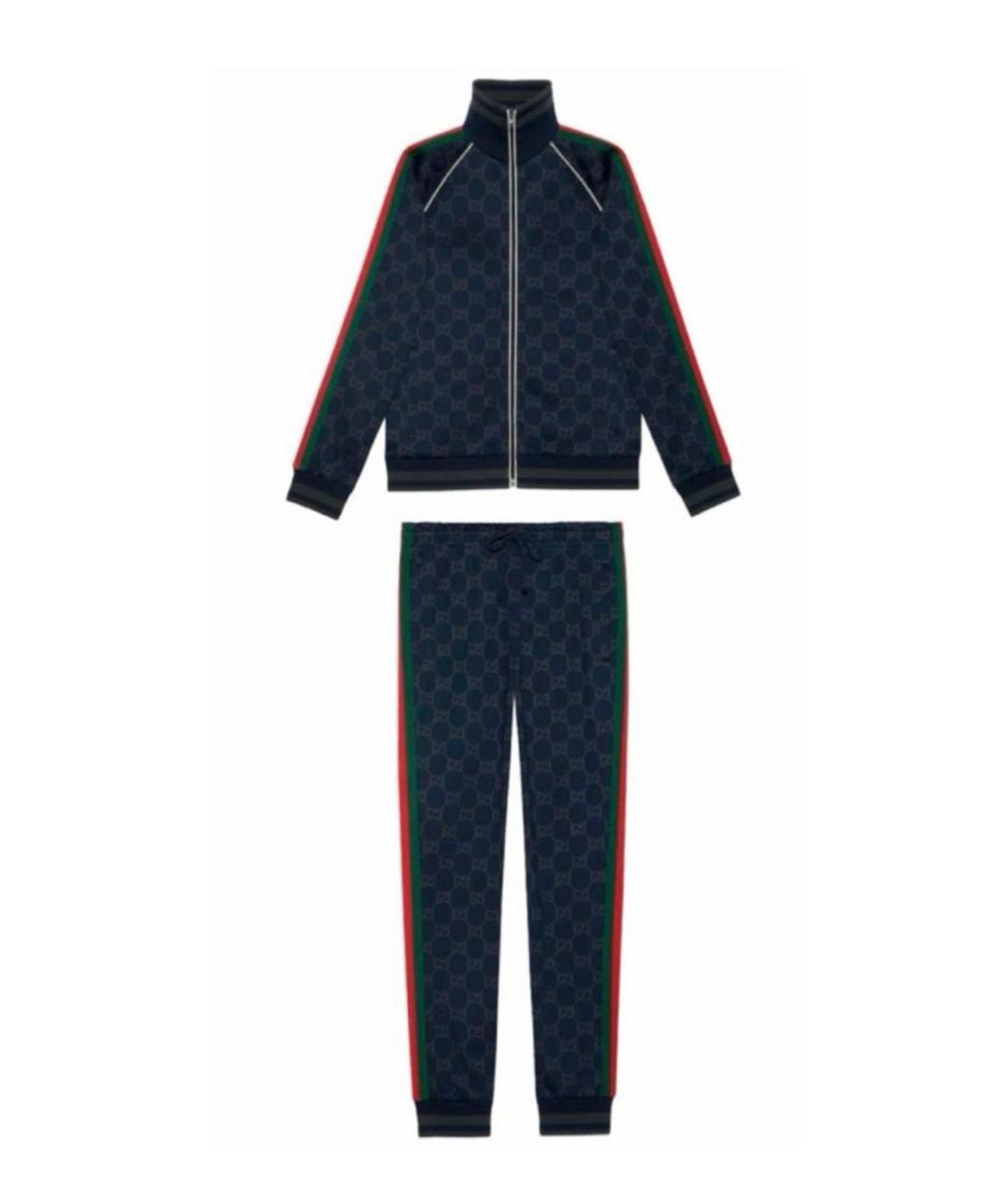 GUCCI Темно-синий хлопко-эластановый спортивный костюм, фото 1