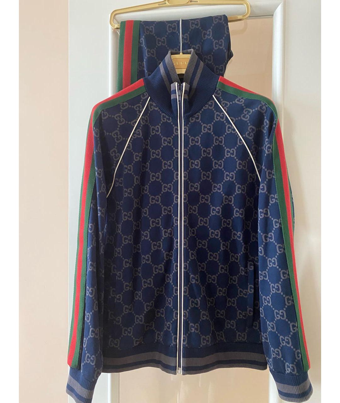 GUCCI Темно-синий хлопко-эластановый спортивный костюм, фото 2