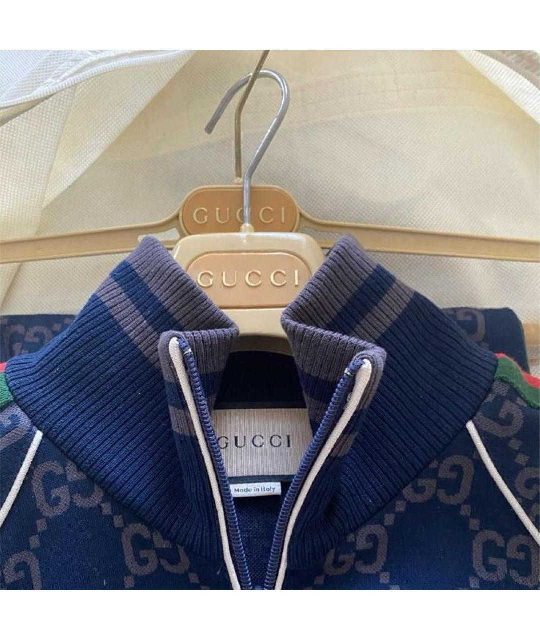 GUCCI Темно-синий хлопко-эластановый спортивный костюм, фото 7