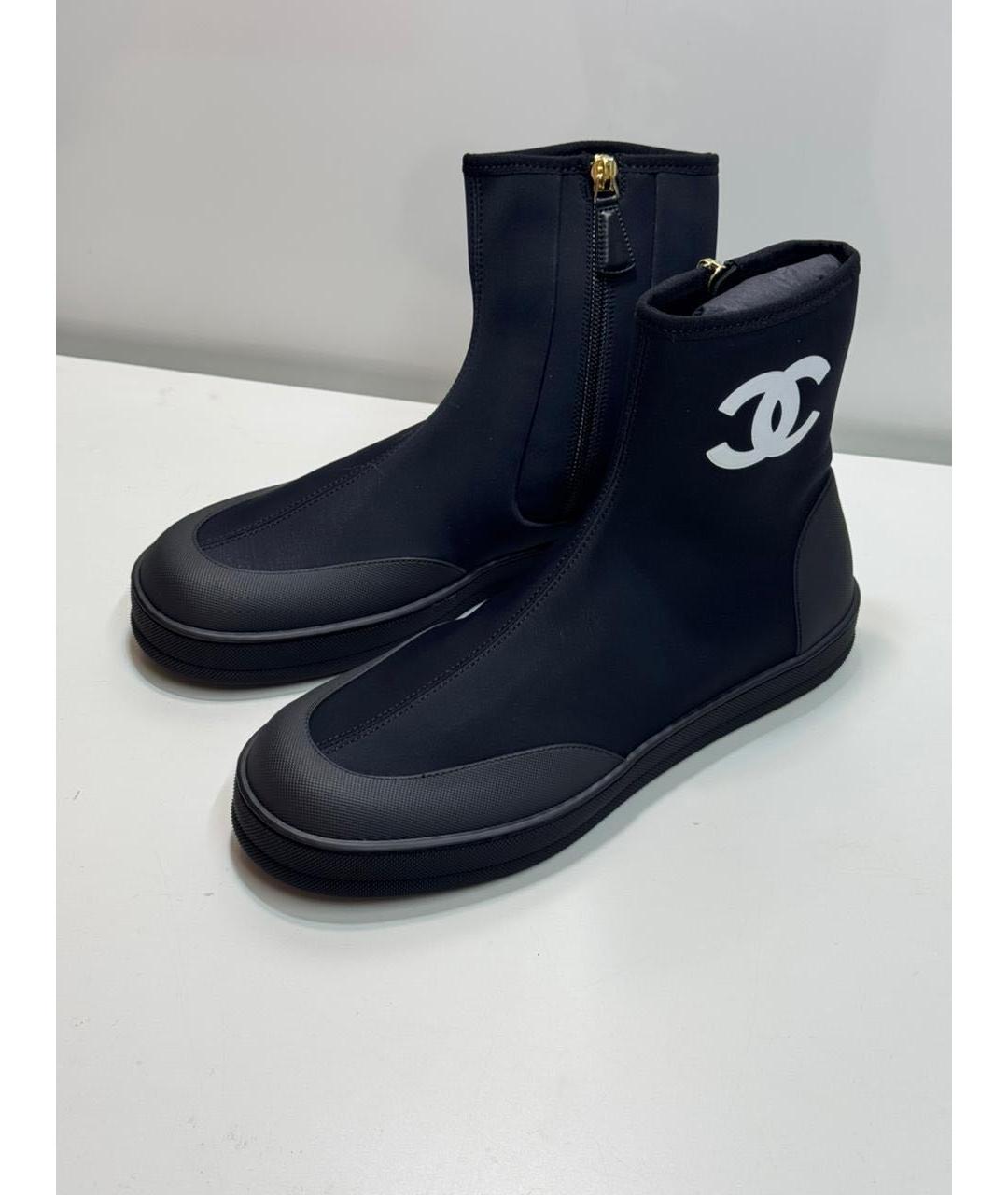 CHANEL Черные текстильные ботинки, фото 5