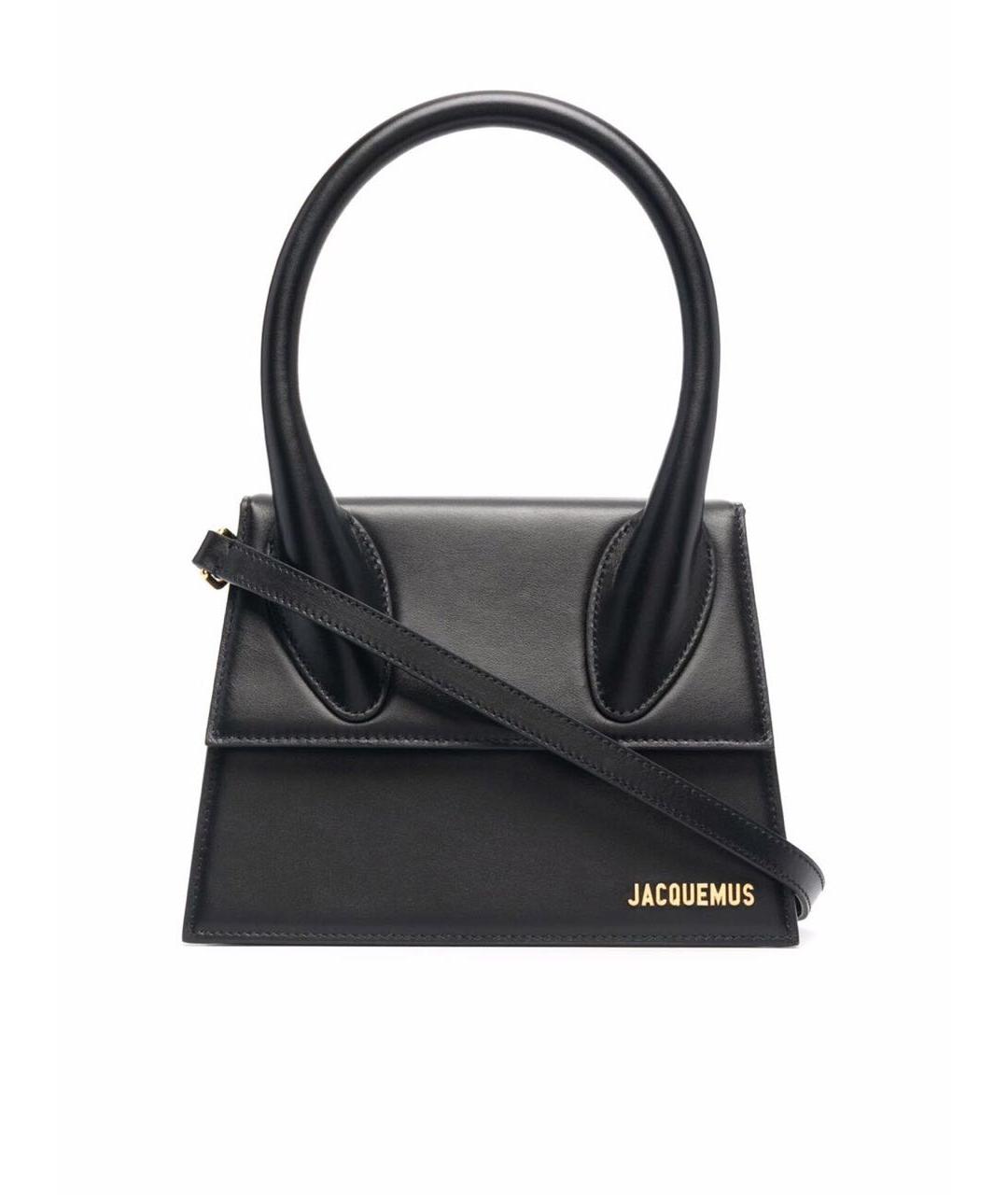 JACQUEMUS Черная кожаная сумка тоут, фото 1