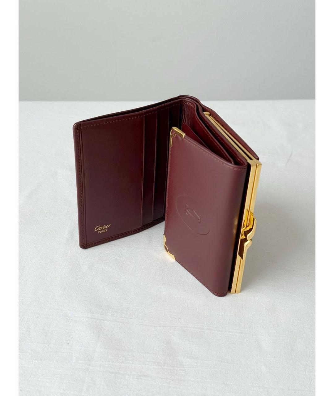 CARTIER Бордовый кожаный кошелек, фото 3
