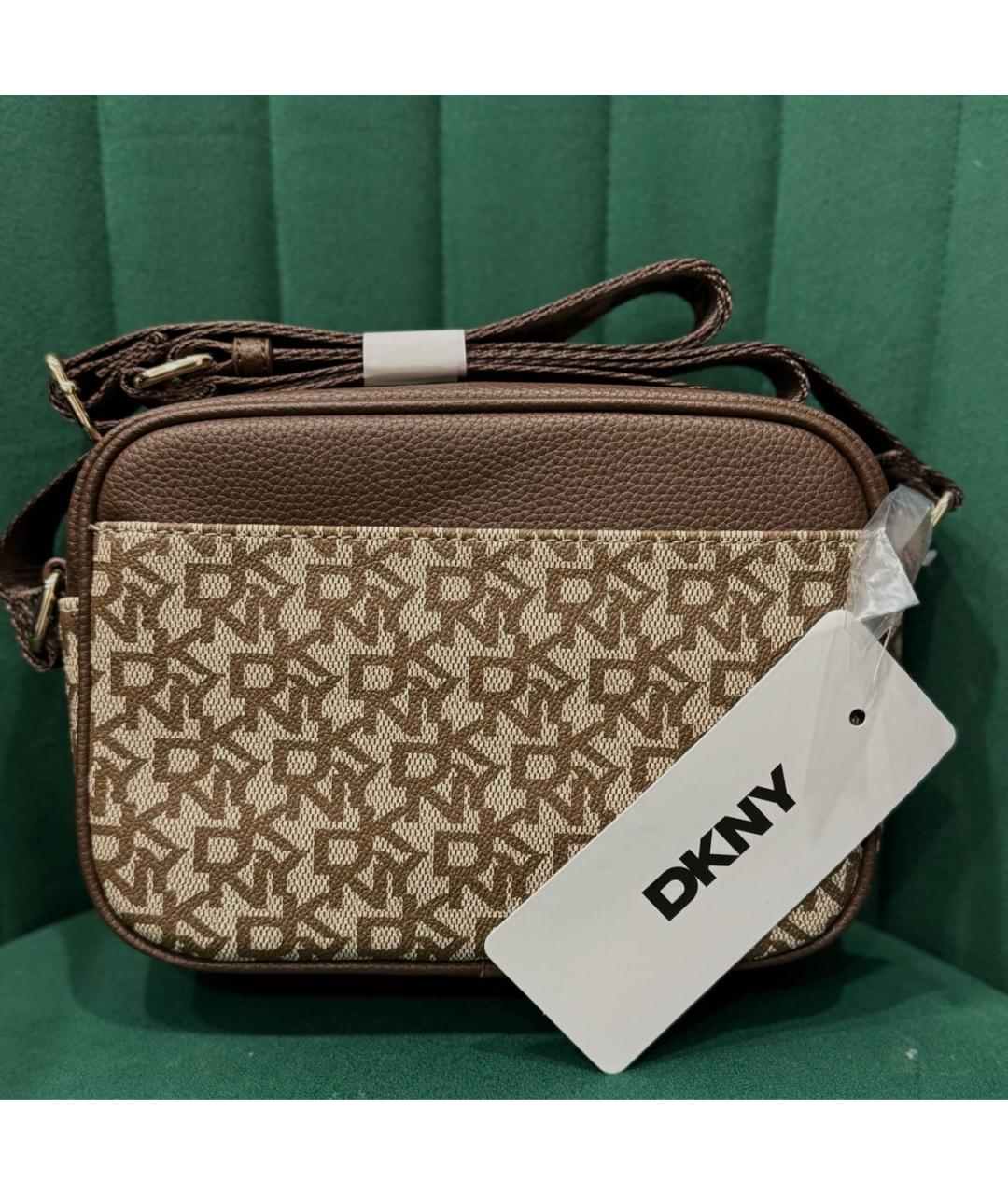 DKNY Коричневая тканевая сумка через плечо, фото 3