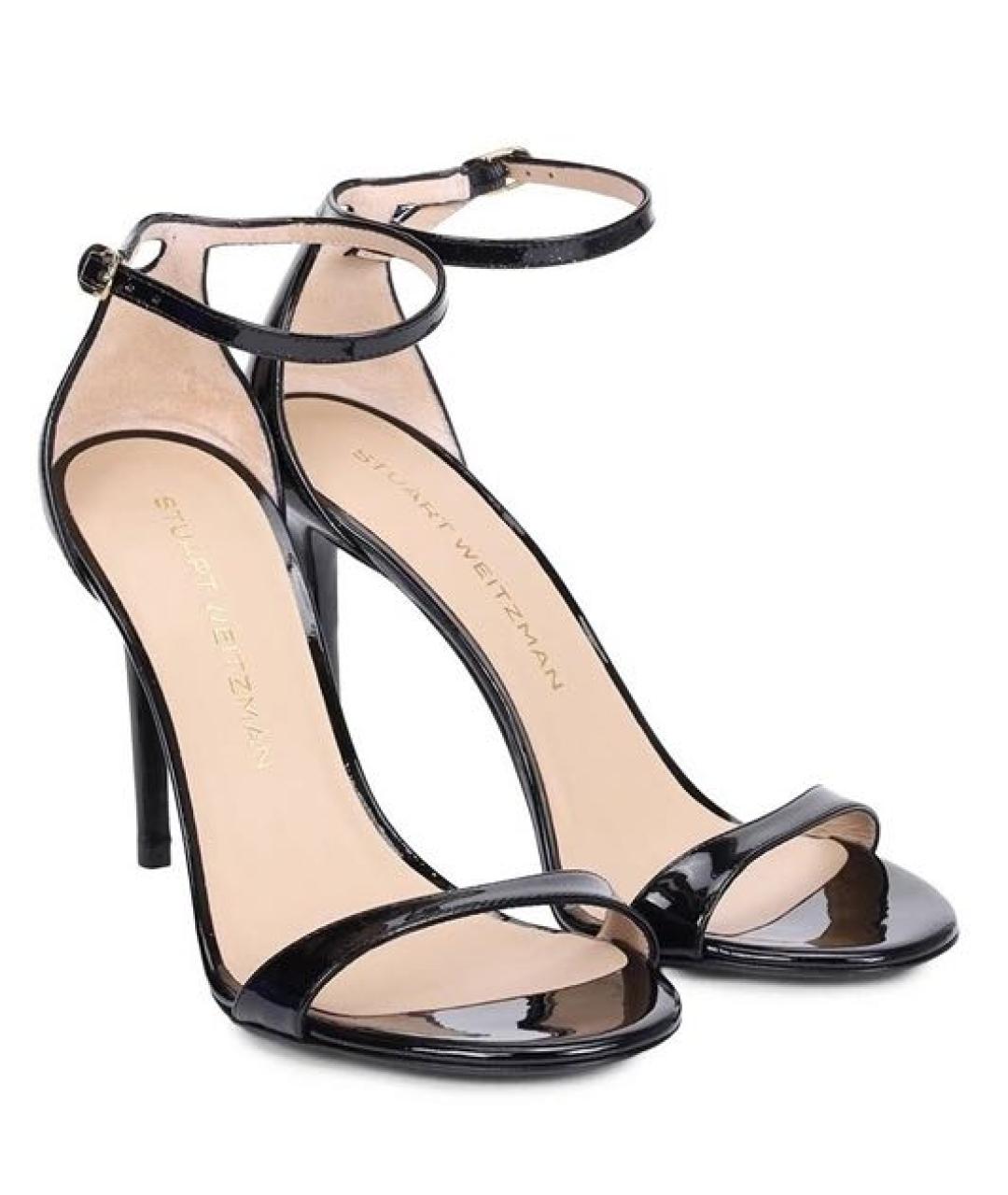 STUART WEITZMAN Черные кожаные босоножки, фото 2
