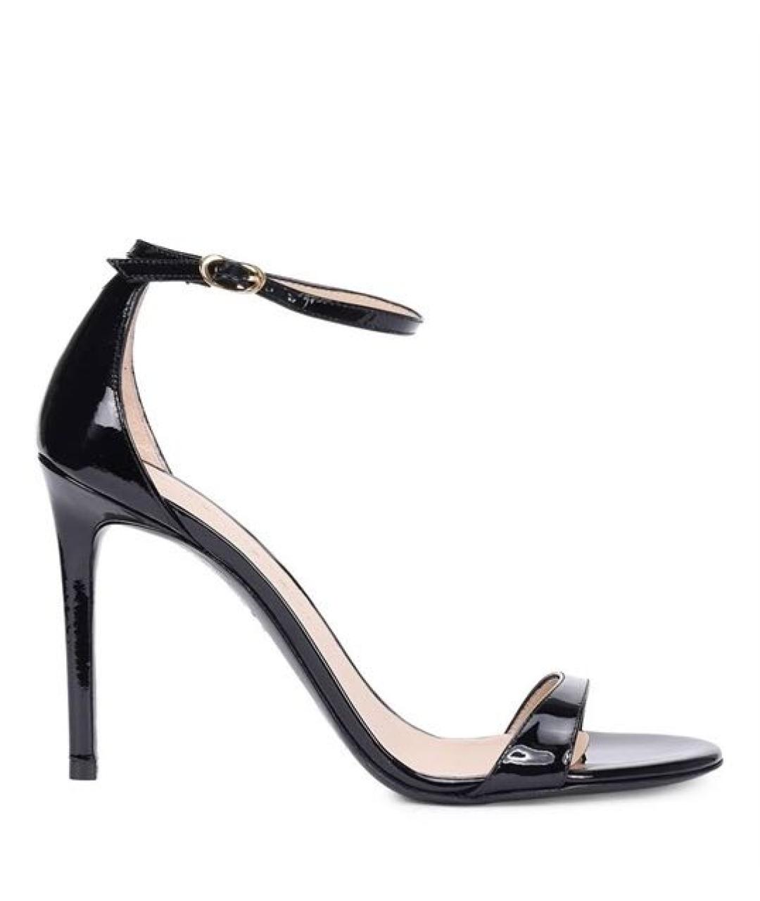 STUART WEITZMAN Черные кожаные босоножки, фото 4