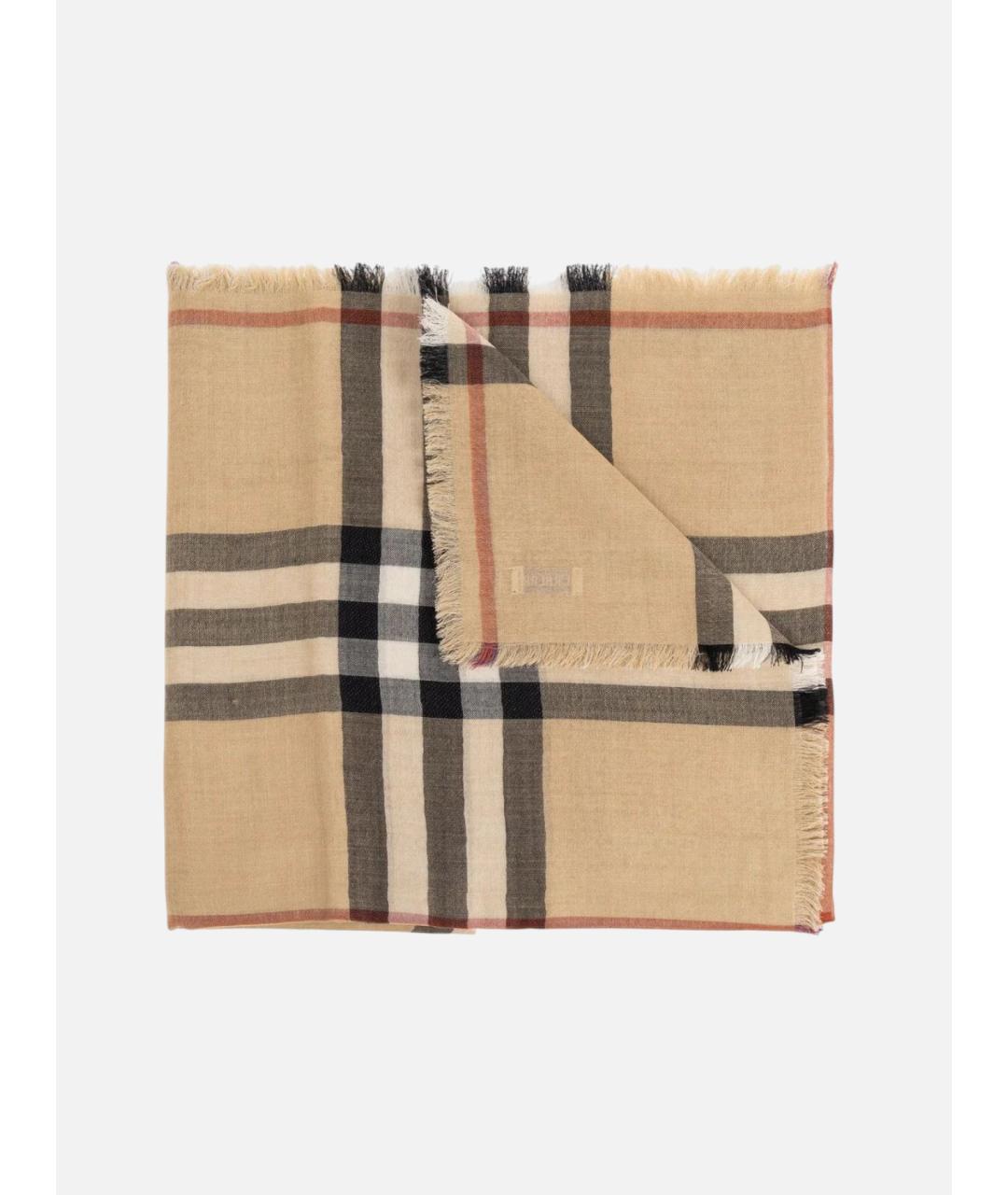 BURBERRY Бежевый шерстяной шарф, фото 4
