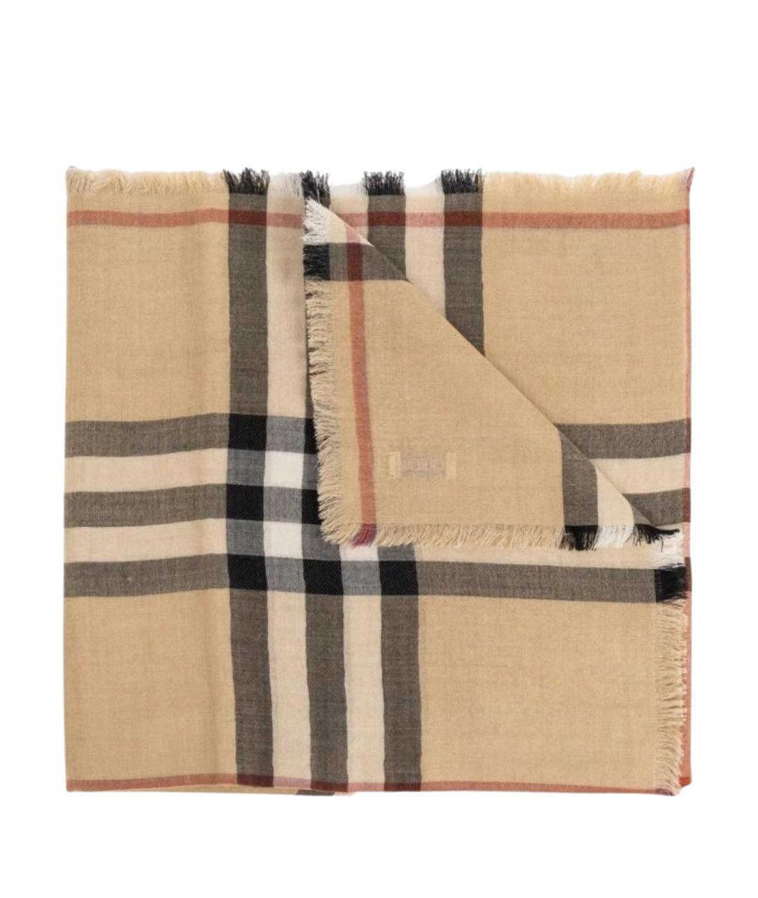 BURBERRY Бежевый шерстяной шарф, фото 1