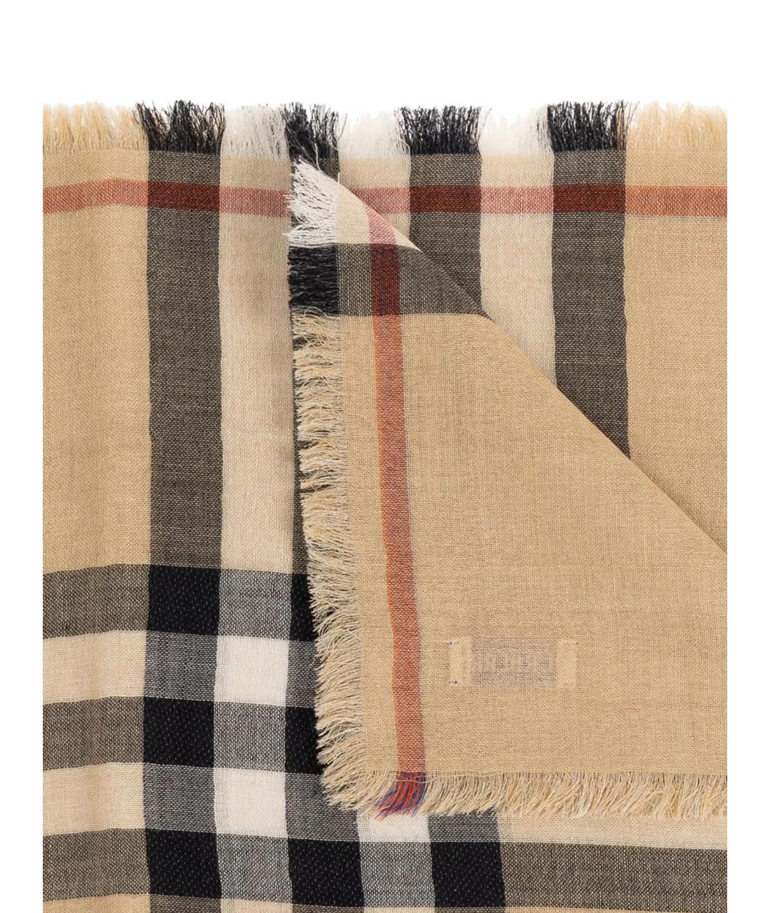 BURBERRY Бежевый шерстяной шарф, фото 2