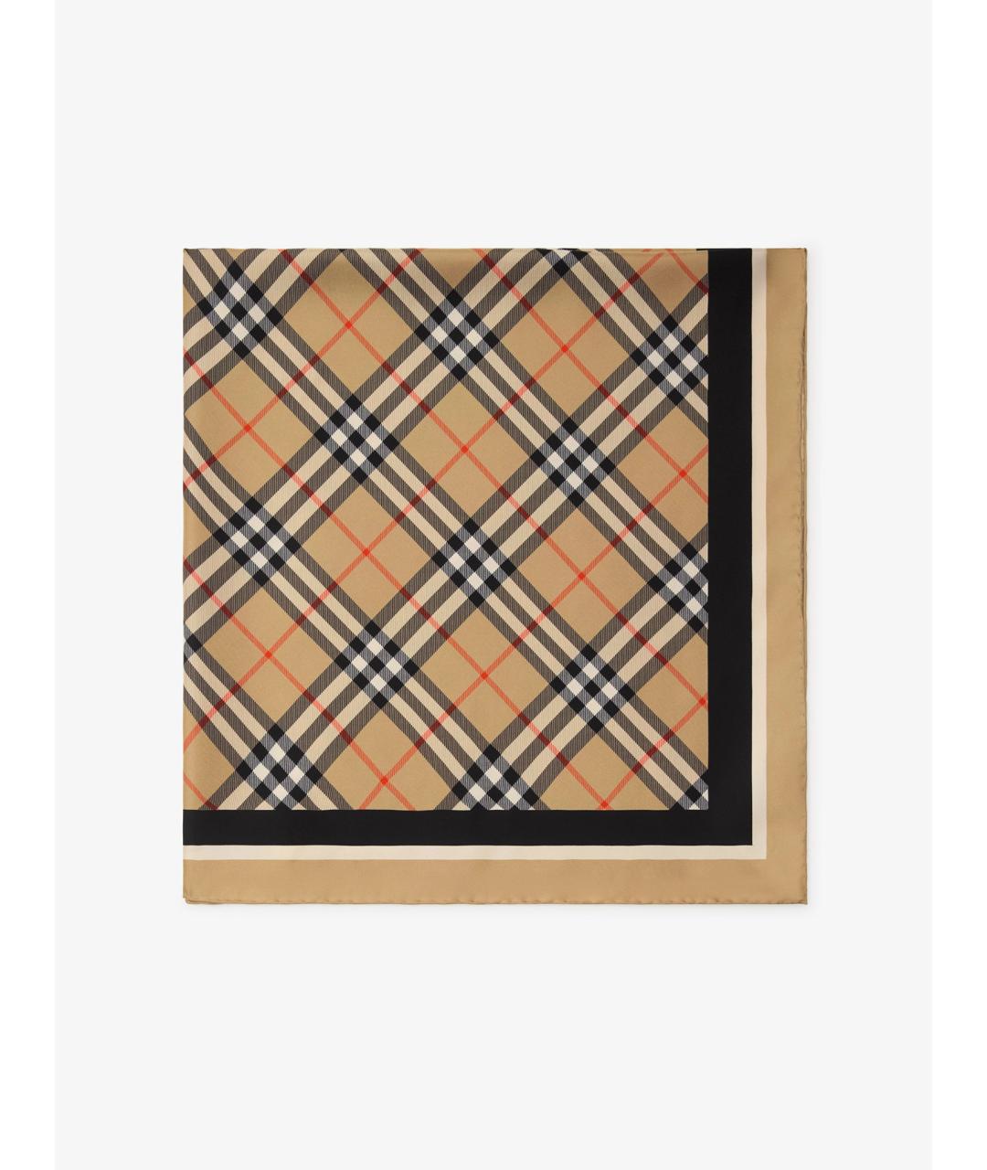 BURBERRY Бежевый шелковый платок, фото 5
