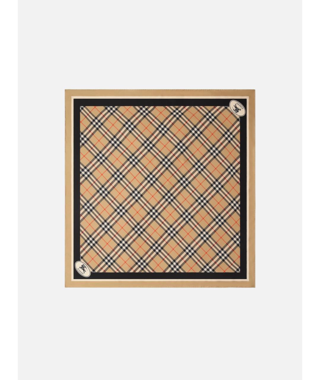 BURBERRY Бежевый шелковый платок, фото 6