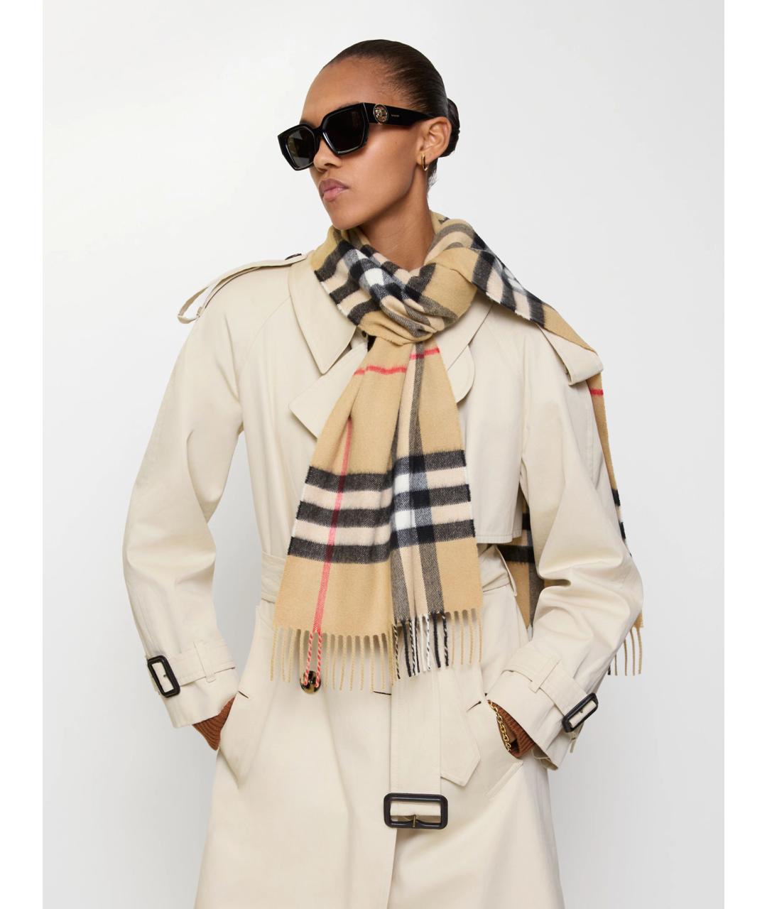 BURBERRY Бежевый кашемировый шарф, фото 3