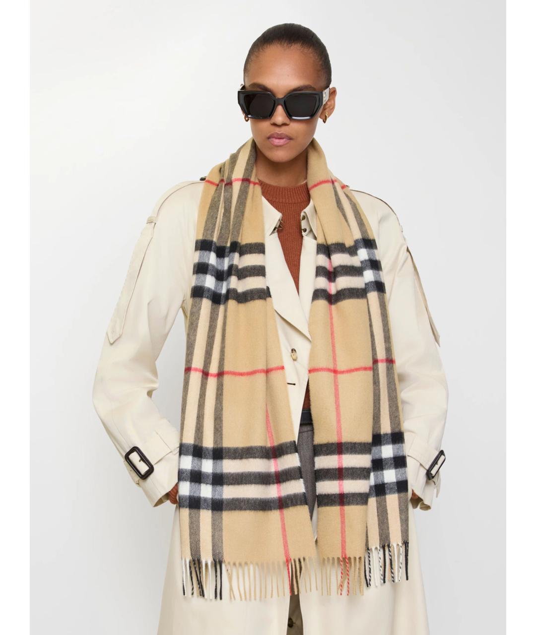 BURBERRY Бежевый кашемировый шарф, фото 4