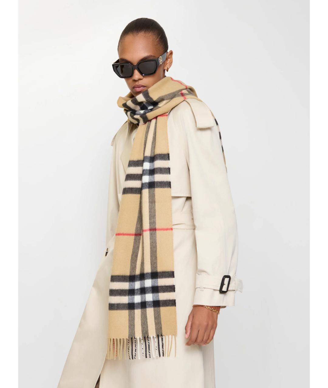 BURBERRY Бежевый кашемировый шарф, фото 2