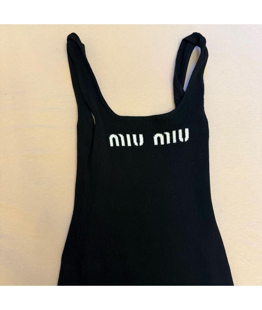MIU MIU Черное вискозное повседневное платье, фото 3