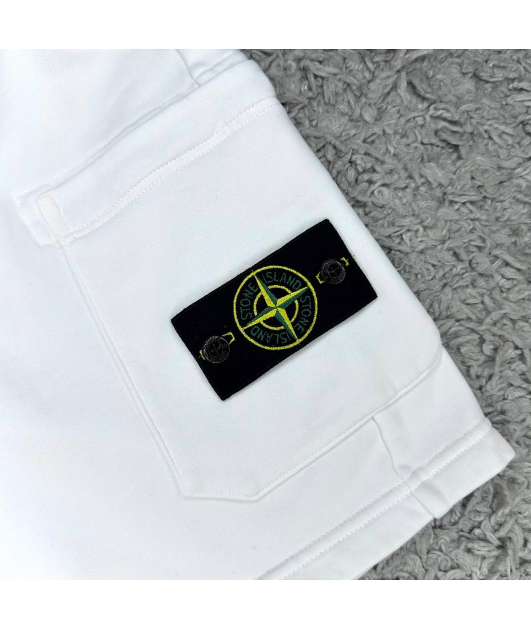 STONE ISLAND Белые хлопковые шорты, фото 4
