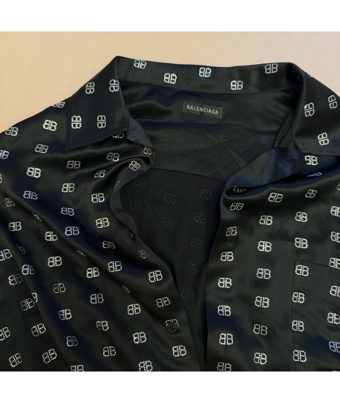 BALENCIAGA Черная шелковая рубашка, фото 2