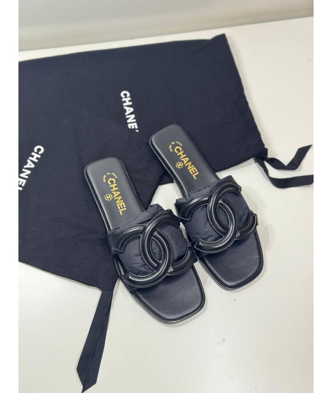 CHANEL Черные кожаные сабо, фото 2