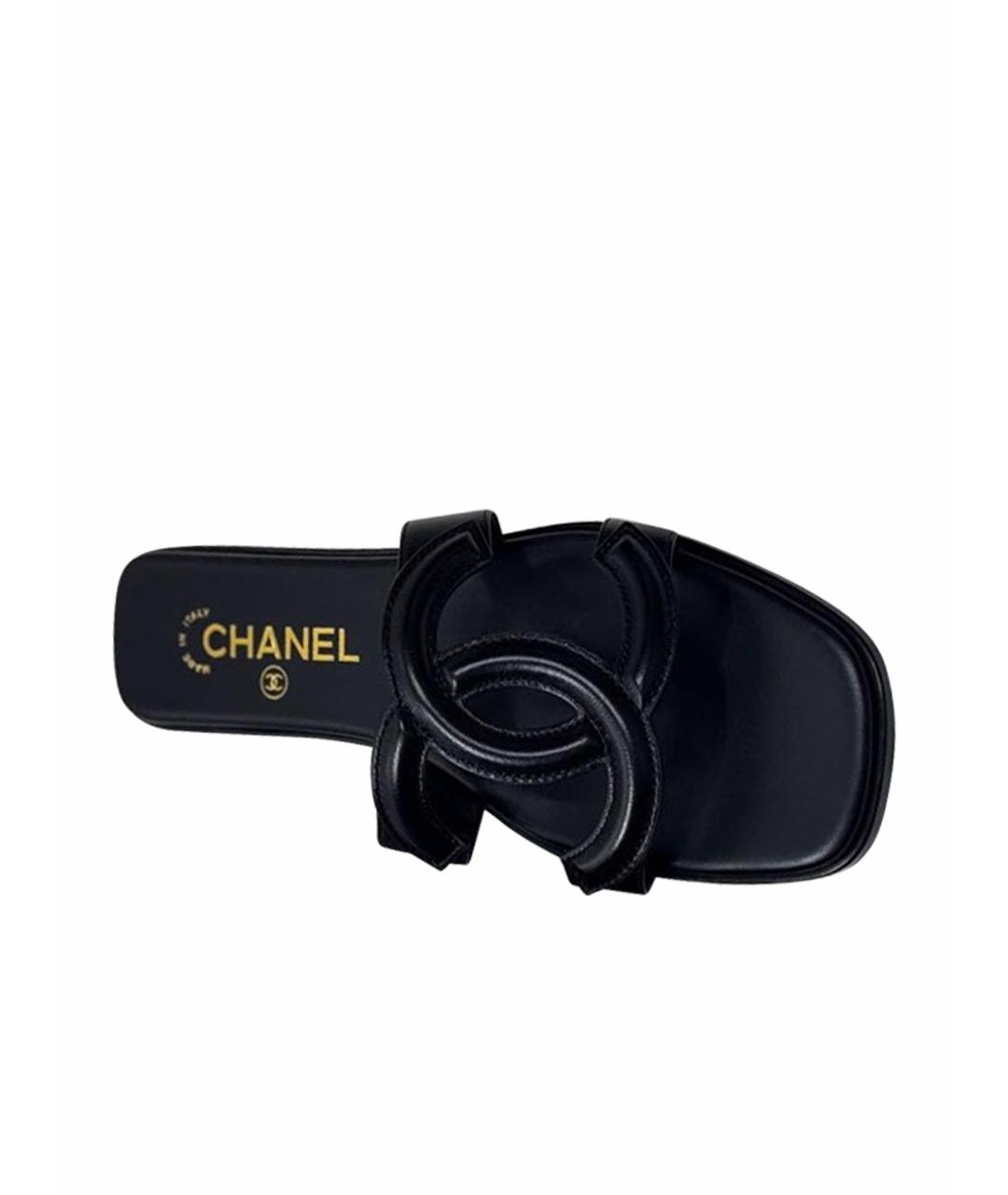 CHANEL Черные кожаные сабо, фото 1