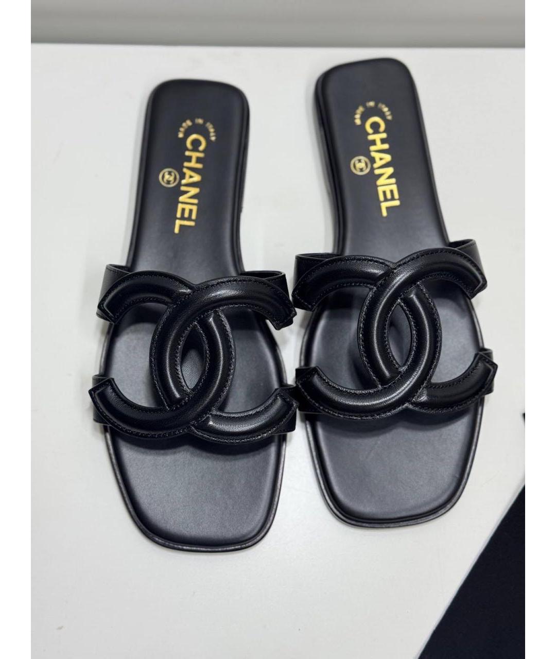 CHANEL Черные кожаные сабо, фото 5
