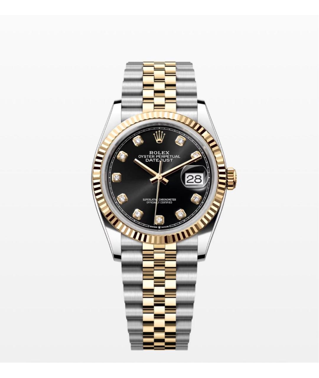 ROLEX Черные часы из желтого золота, фото 7