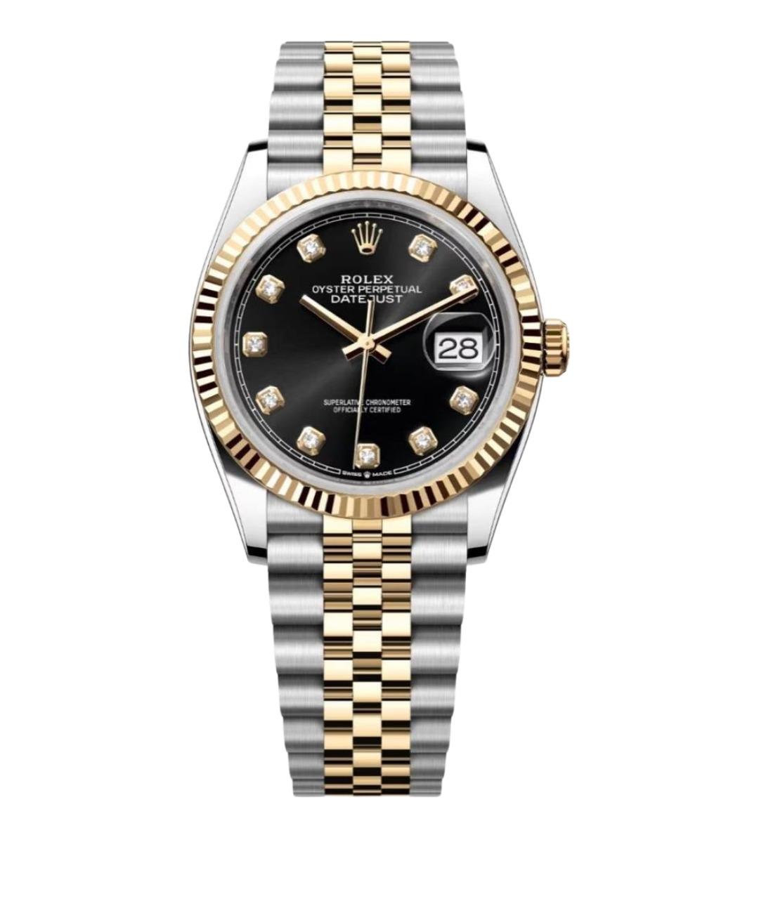 ROLEX Черные часы из желтого золота, фото 1