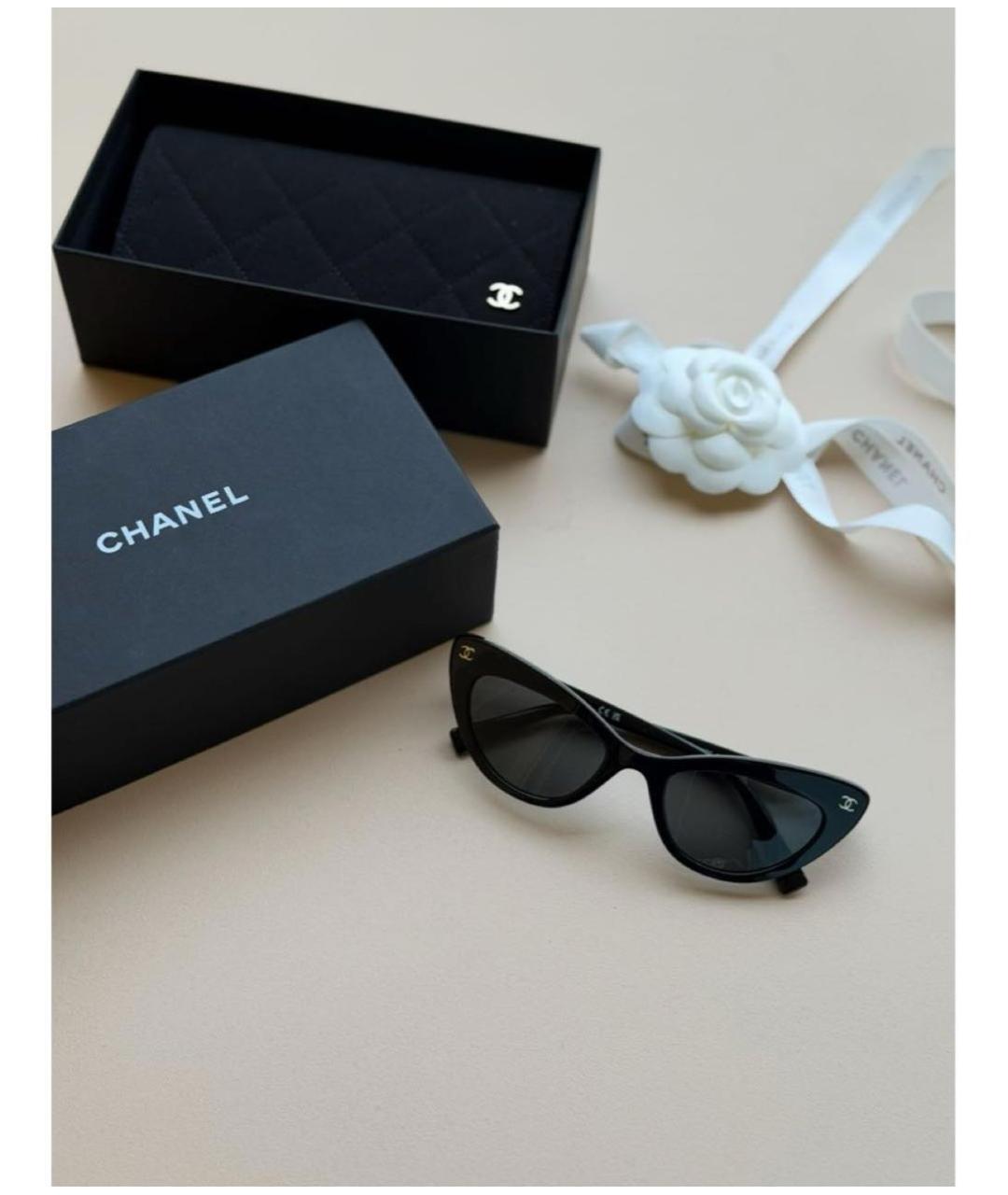 CHANEL Черные пластиковые солнцезащитные очки, фото 2