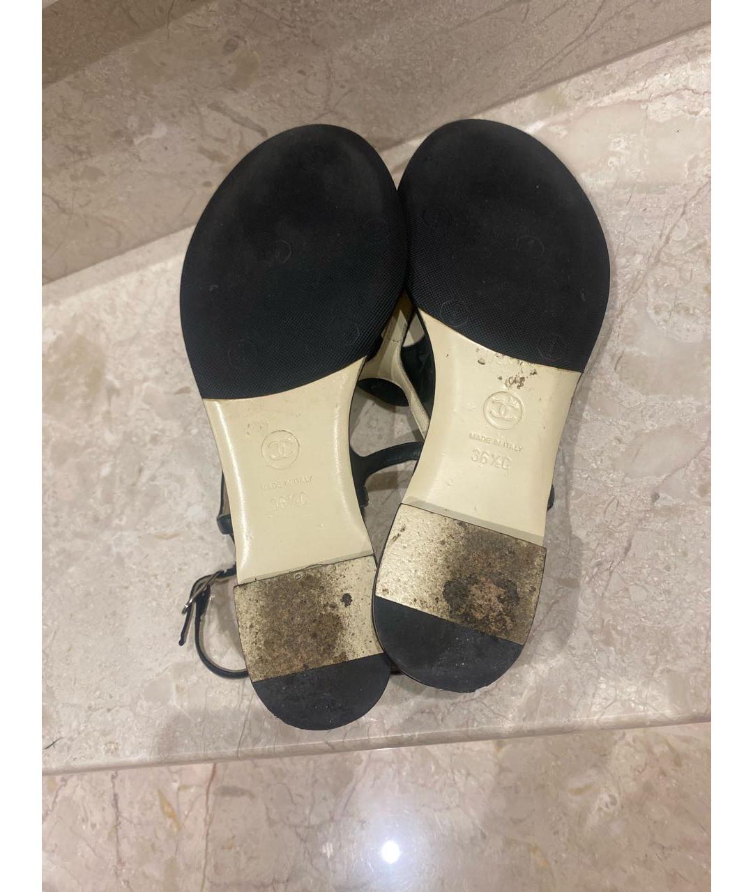 CHANEL Черные кожаные сандалии, фото 3