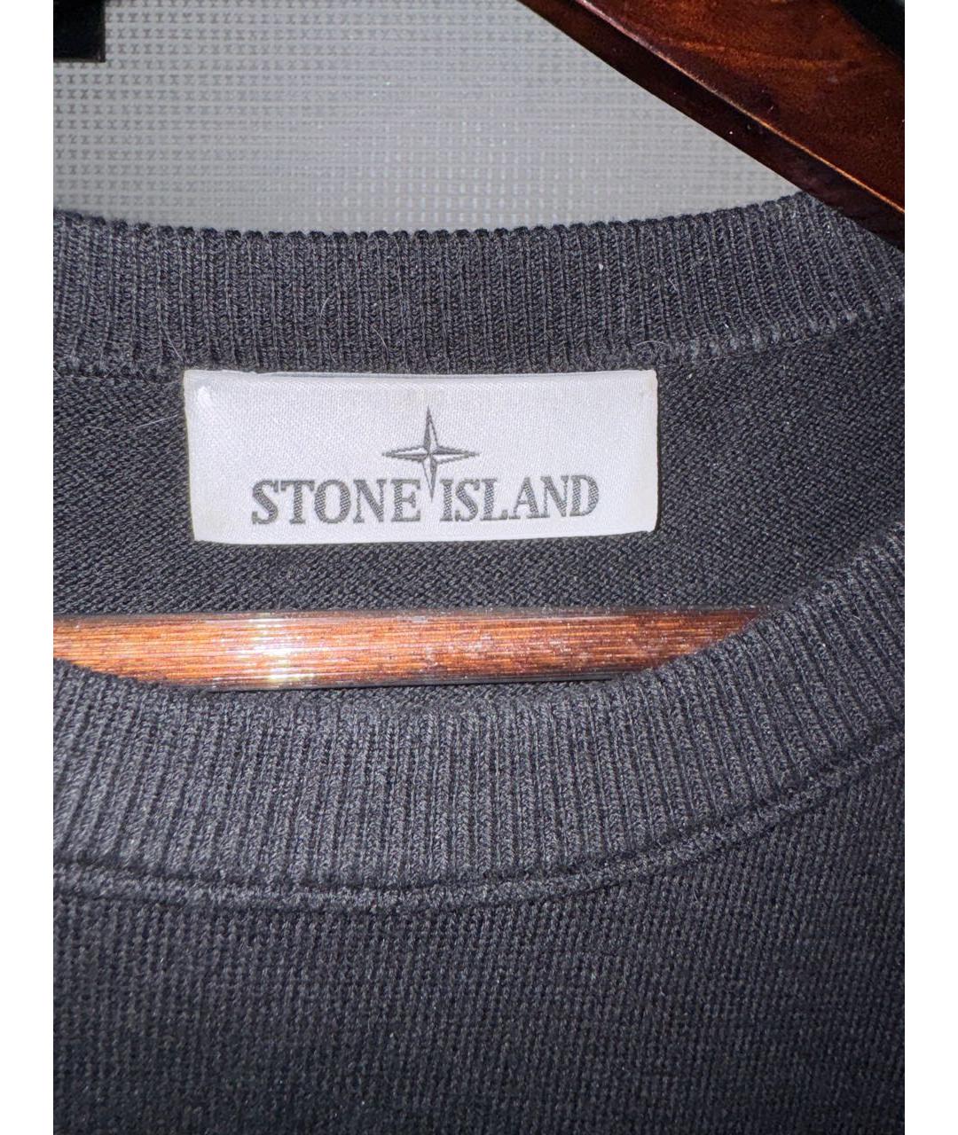 STONE ISLAND Черный хлопковый джемпер / свитер, фото 5