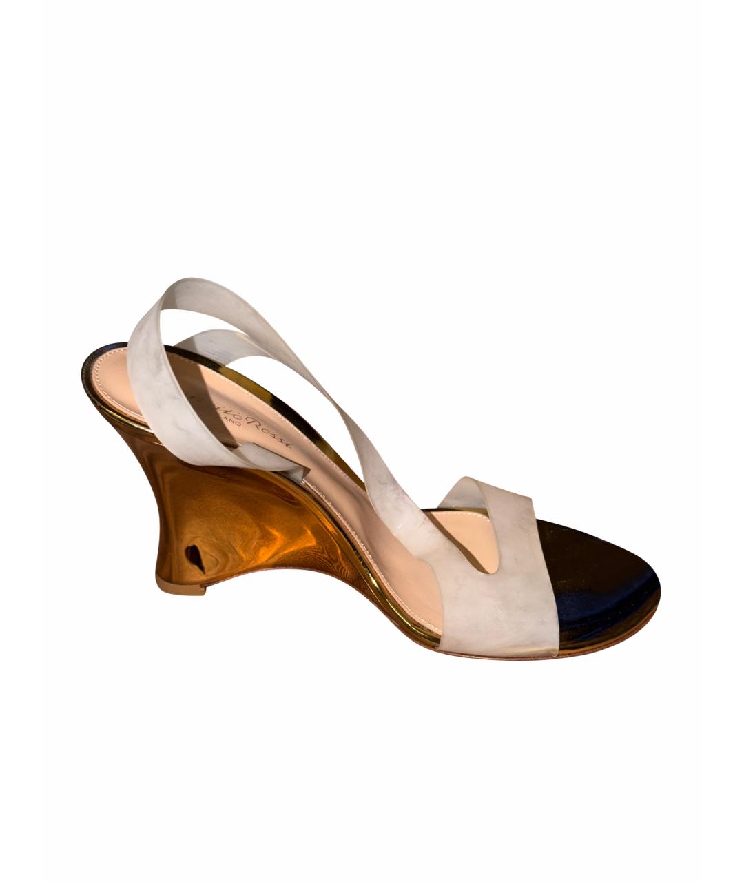 GIANVITO ROSSI Бежевые кожаные босоножки, фото 1