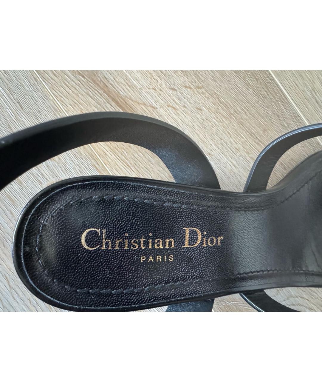 CHRISTIAN DIOR Черные кожаные босоножки, фото 7