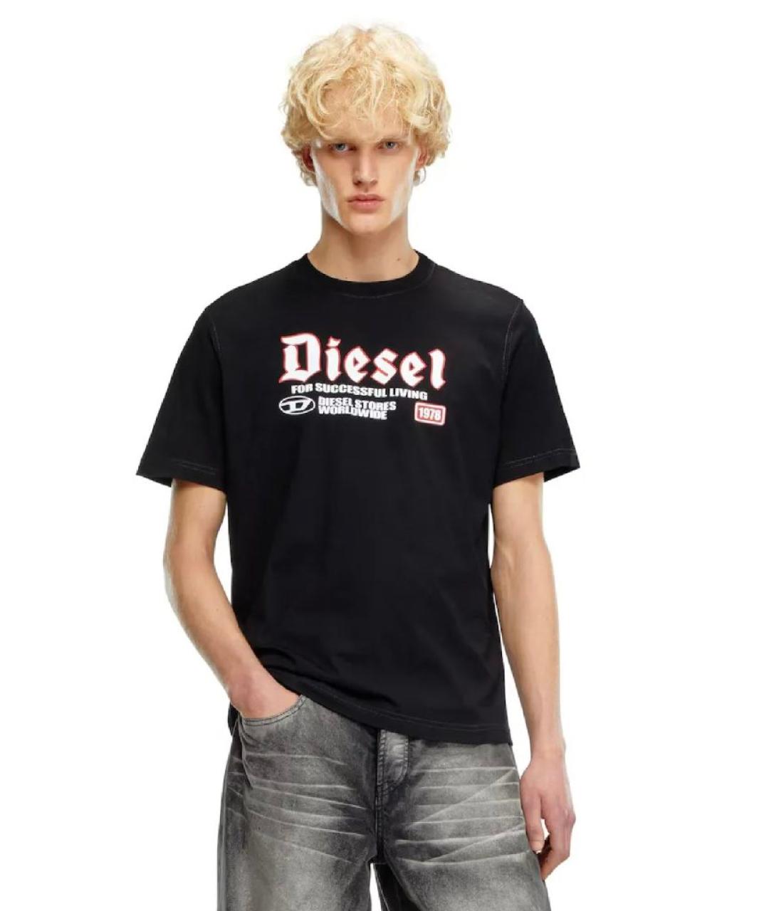 DIESEL Черная хлопковая футболка, фото 3