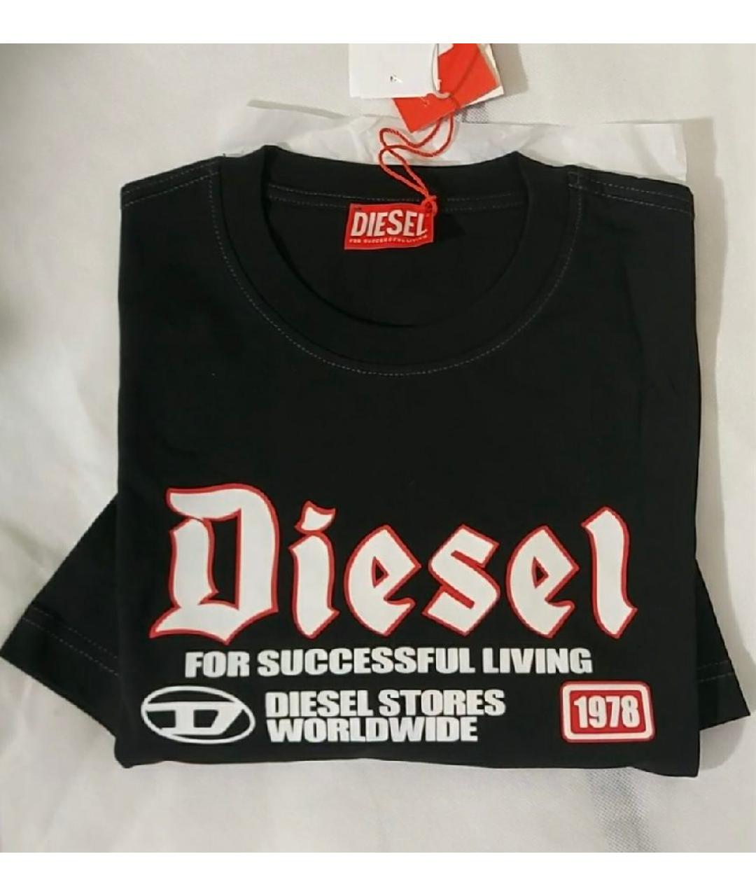 DIESEL Черная хлопковая футболка, фото 5