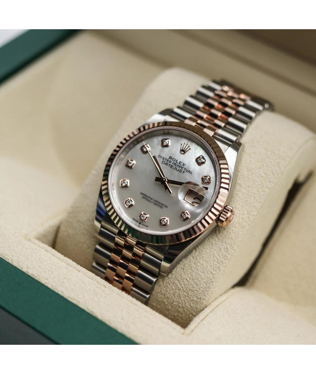 ROLEX Белые часы из розового золота, фото 4