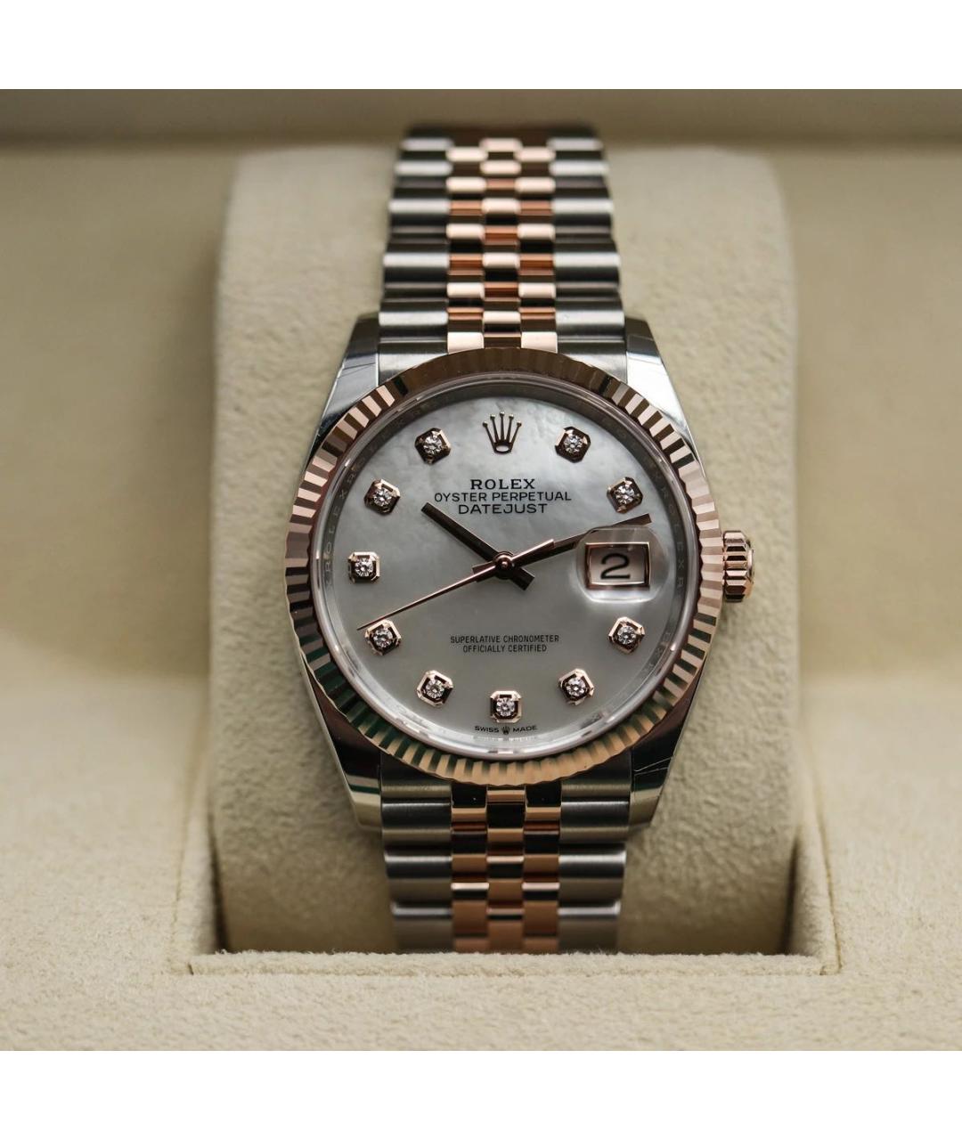 ROLEX Белые часы из розового золота, фото 3
