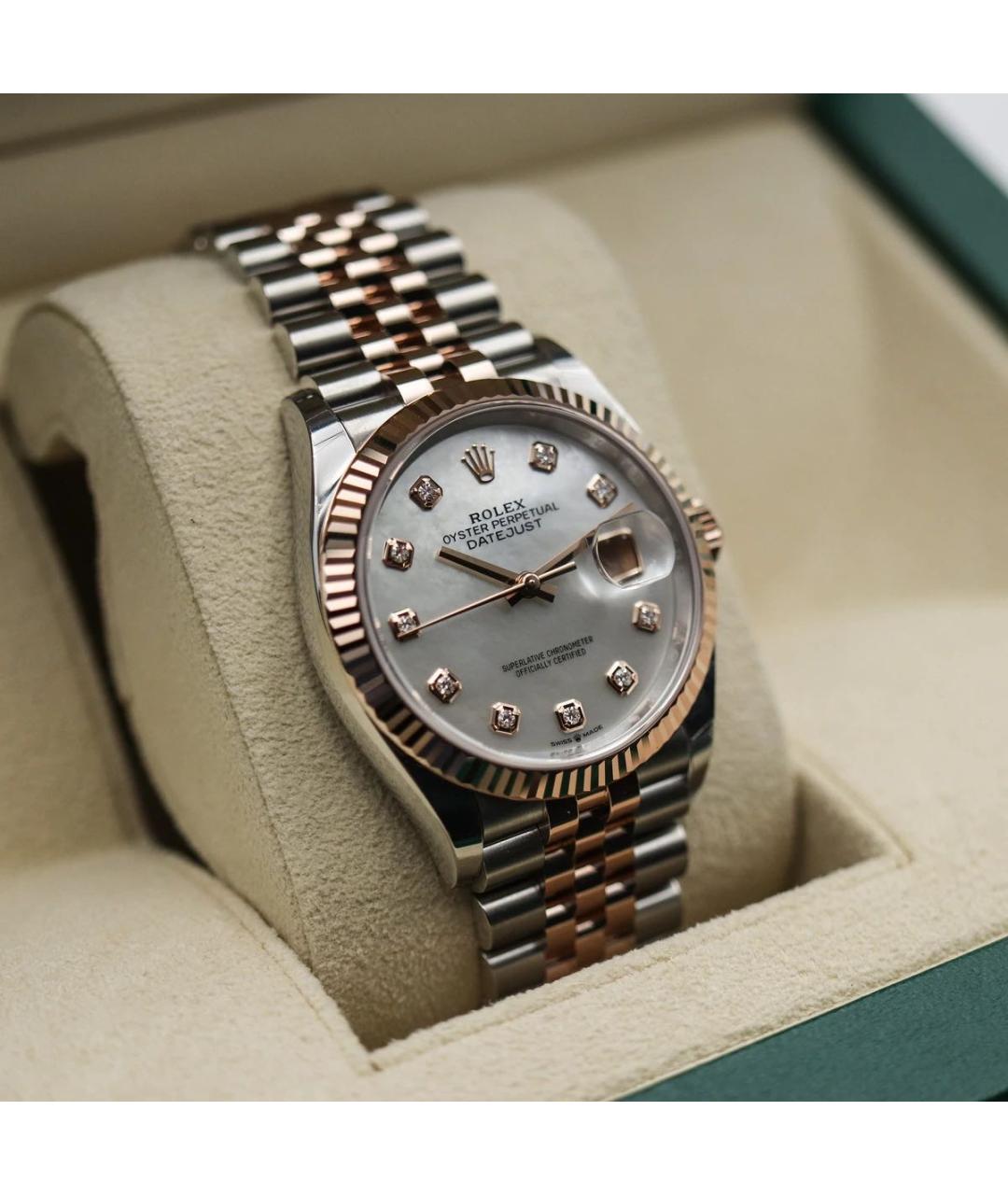 ROLEX Белые часы из розового золота, фото 2
