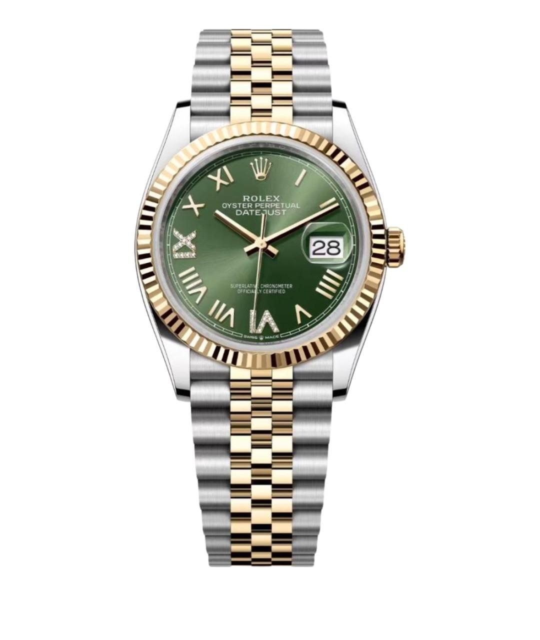 ROLEX Зеленые часы из желтого золота, фото 1