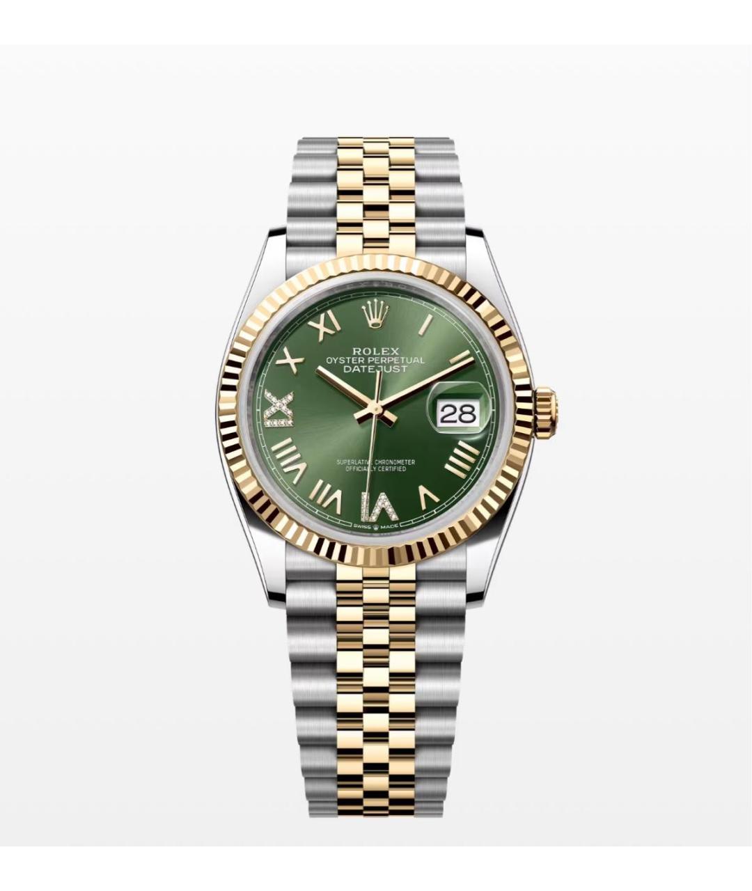 ROLEX Зеленые часы из желтого золота, фото 9