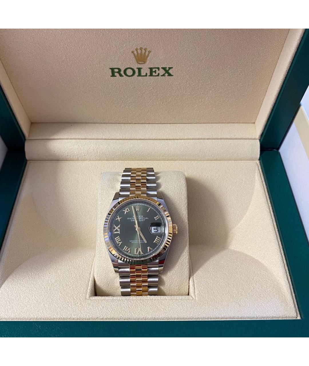 ROLEX Зеленые часы из желтого золота, фото 2