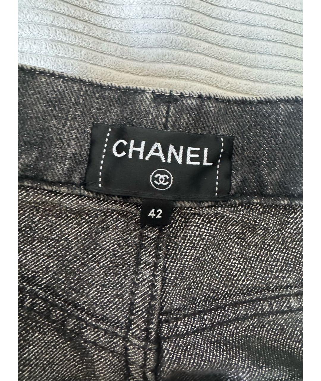 CHANEL Серые хлопко-эластановые джинсы слим, фото 3