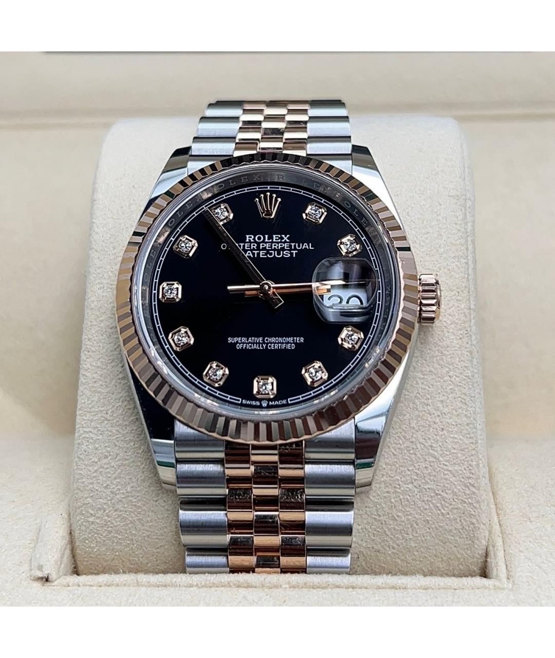 ROLEX Черные часы из розового золота, фото 3