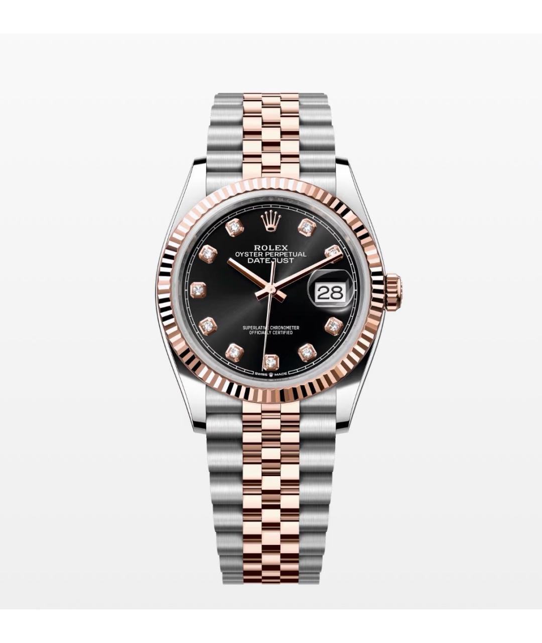 ROLEX Черные часы из розового золота, фото 8