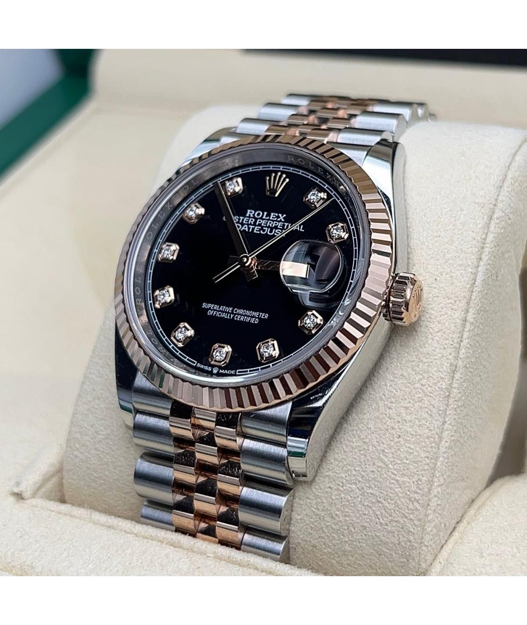 ROLEX Черные часы из розового золота, фото 2
