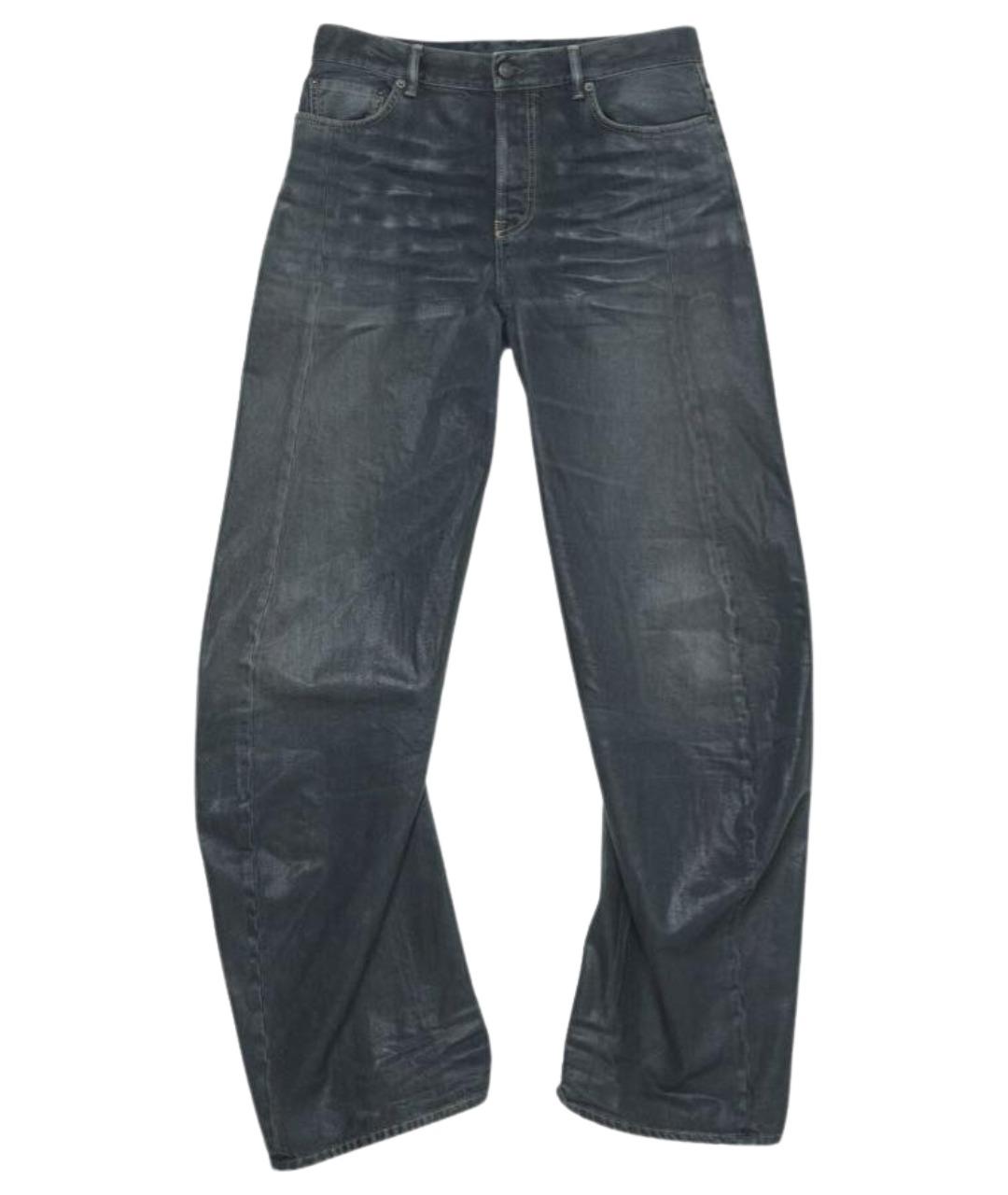 ACNE STUDIOS Антрацитовые хлопковые прямые джинсы, фото 8