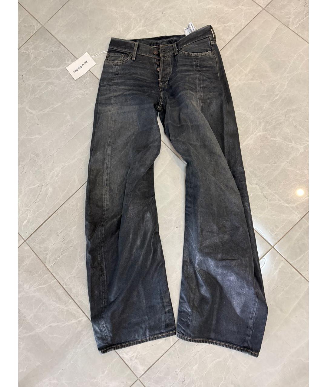 ACNE STUDIOS Антрацитовые хлопковые прямые джинсы, фото 2