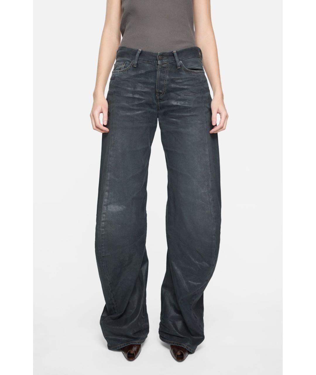 ACNE STUDIOS Антрацитовые хлопковые прямые джинсы, фото 5