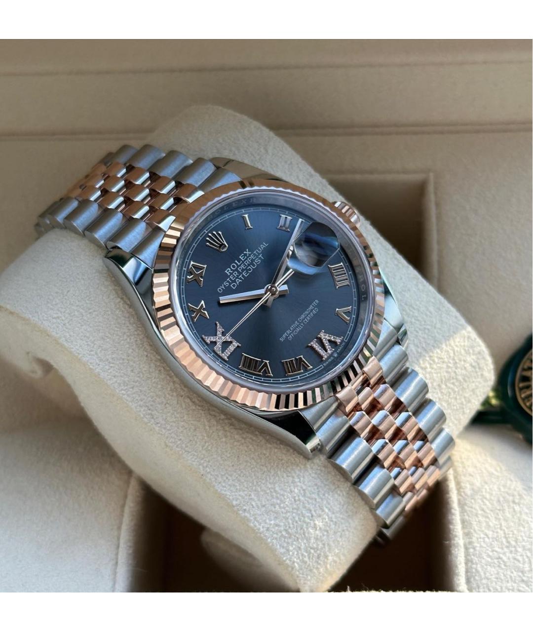 ROLEX Серые часы из розового золота, фото 3