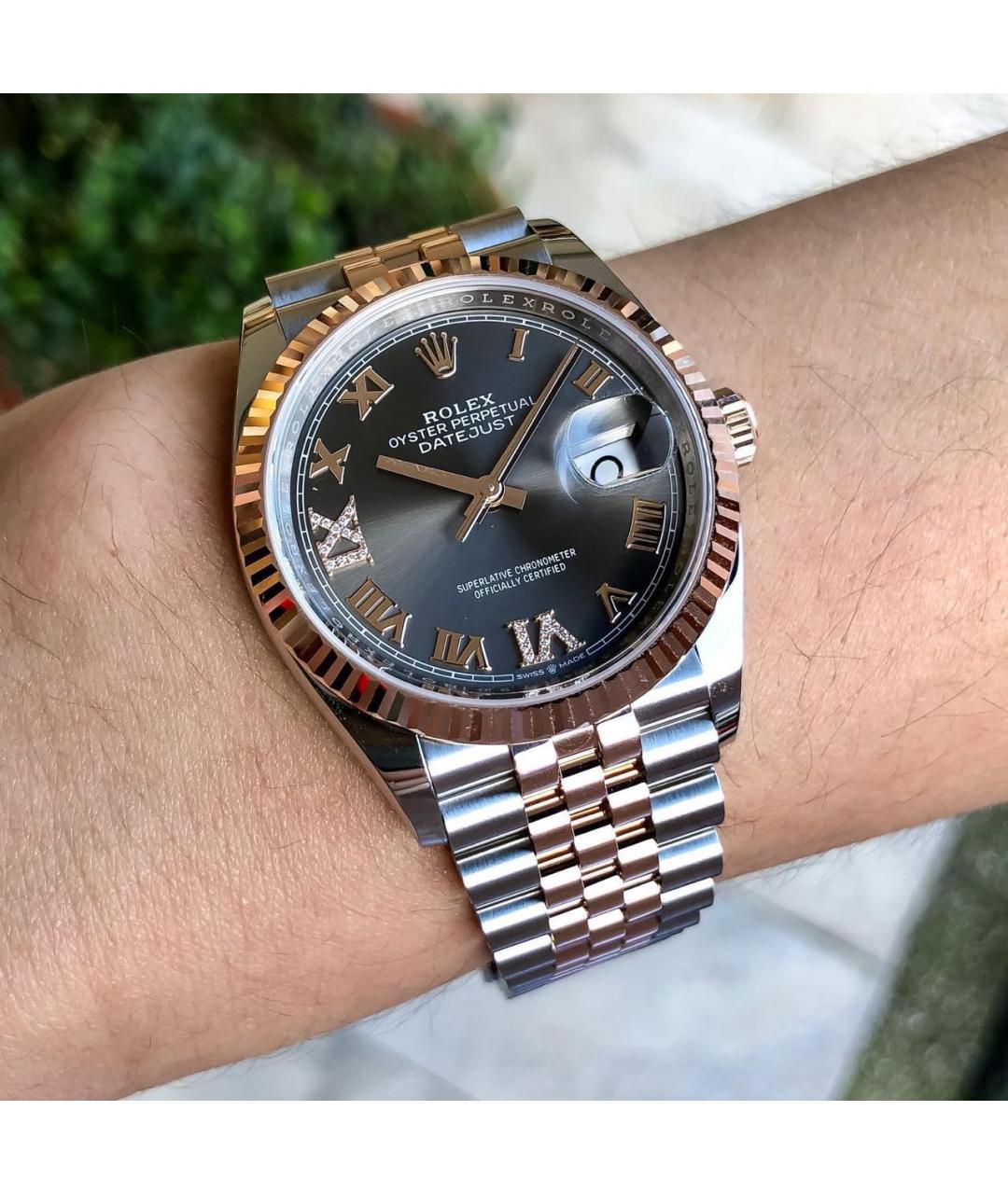 ROLEX Серые часы из розового золота, фото 5
