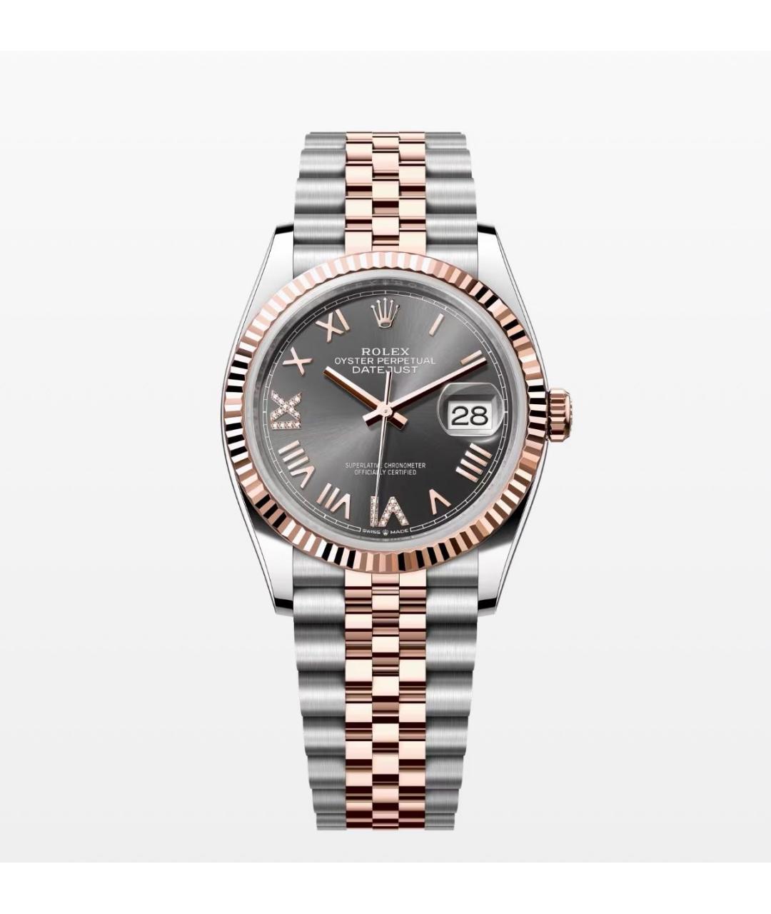 ROLEX Серые часы из розового золота, фото 6