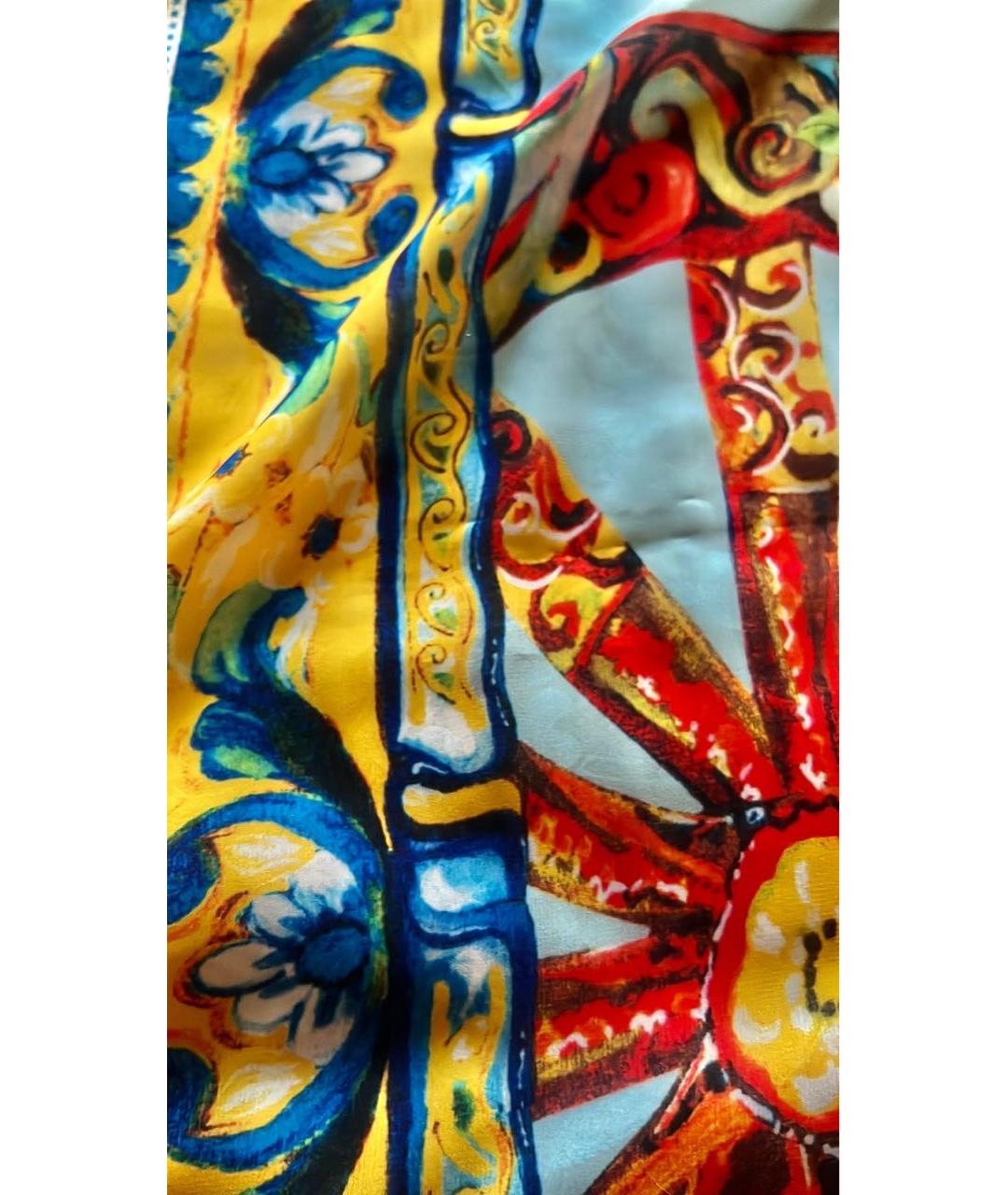 DOLCE&GABBANA Желтый шелковый шарф, фото 7