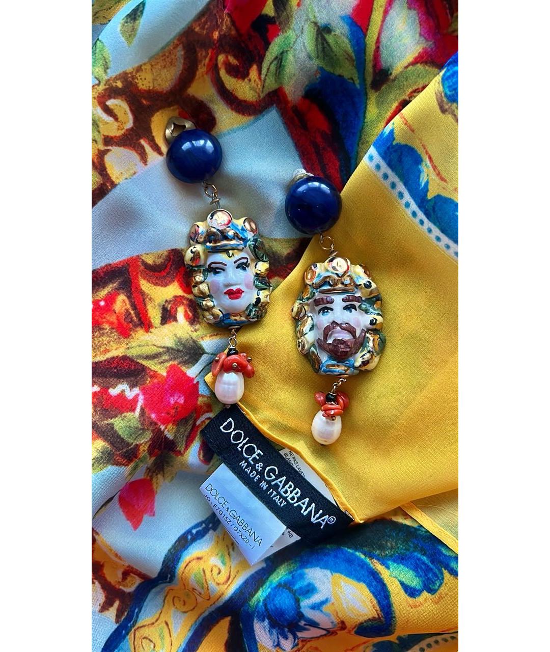 DOLCE&GABBANA Желтый шелковый шарф, фото 6